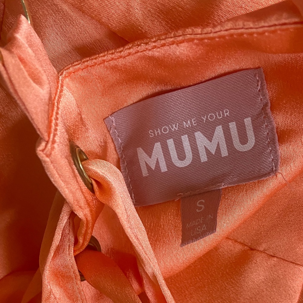Show Me Your MuMu Peach Satin Tiered Ruffle Maxi Dress - Picture 13 of 16